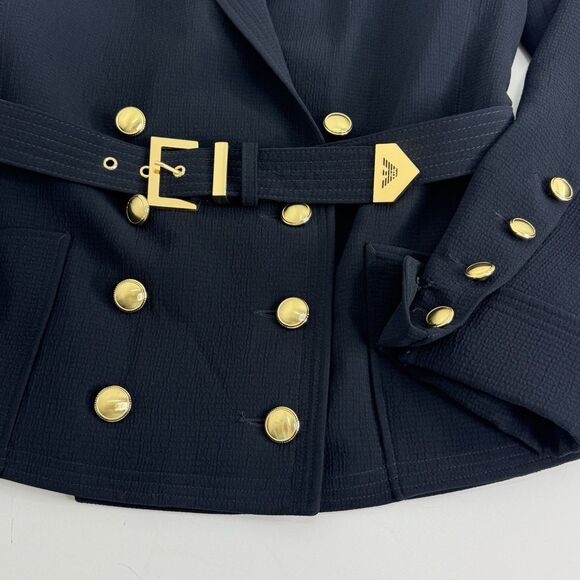 emporio armani fitted double breasted blazer jacket Belted Emblem Sz 42 / 4 - Picture 7 of 16